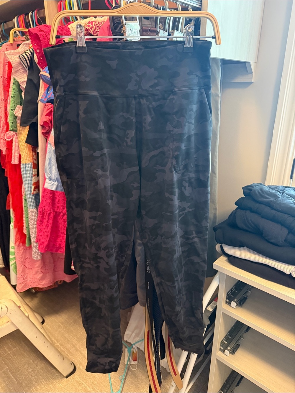 Black Camo High-Waist Leggings, XL